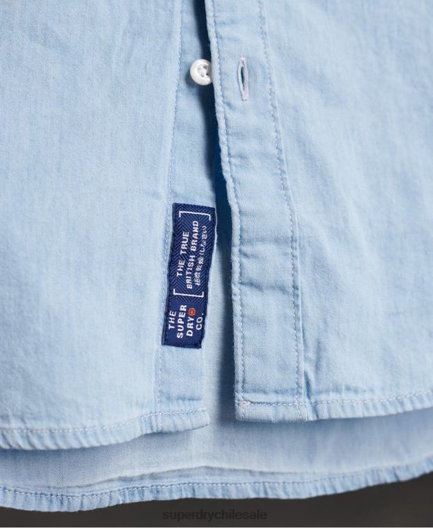 hombres Superdry azul camisa clásica de sarga lite granddad 2R68Z242