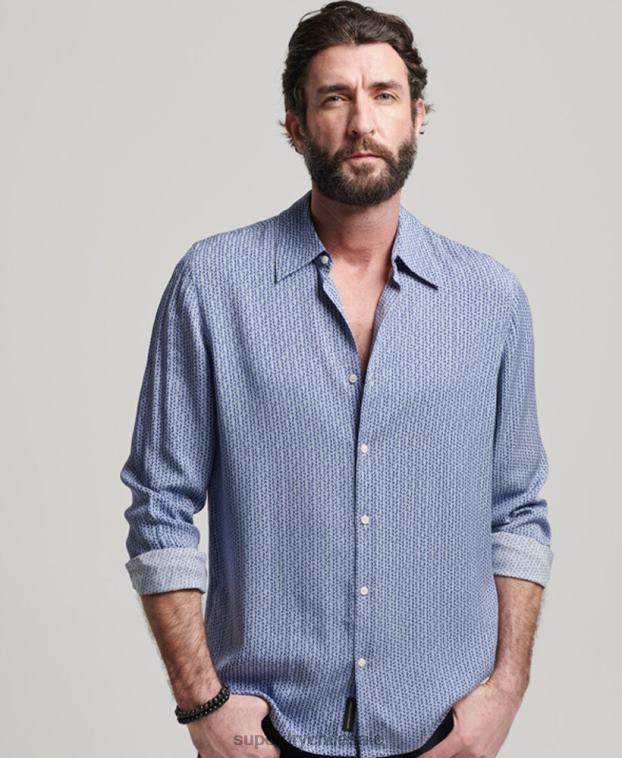 hombres Superdry azul camisa de los 70 2R68Z180