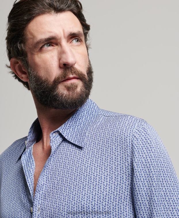hombres Superdry azul camisa de los 70 2R68Z180