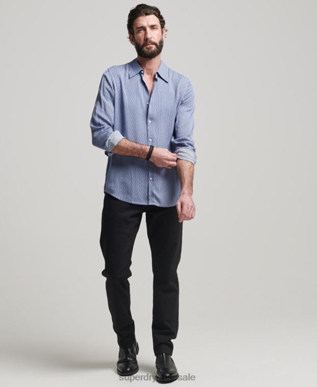 hombres Superdry azul camisa de los 70 2R68Z180