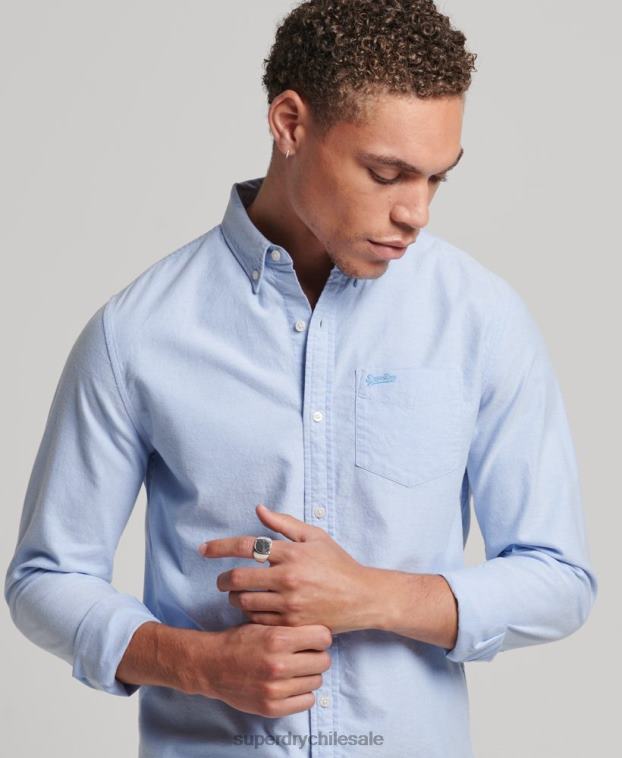 hombres Superdry azul camisa oxford vintage de algodón orgánico 2R68Z208