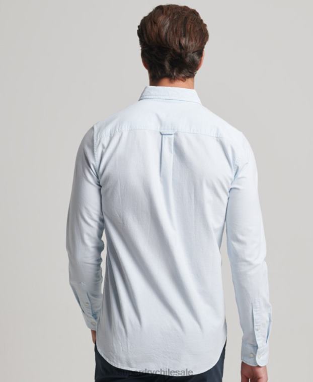 hombres Superdry azul claro camisa oxford lavada 2R68Z132