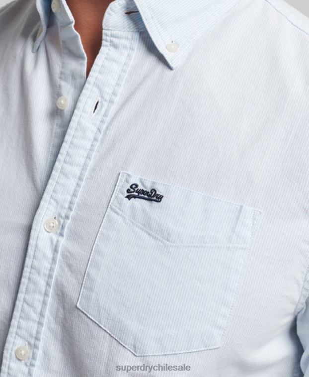 hombres Superdry azul claro camisa oxford lavada 2R68Z132