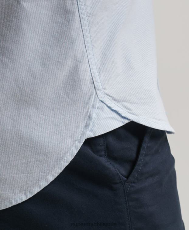 hombres Superdry azul claro camisa oxford lavada 2R68Z132