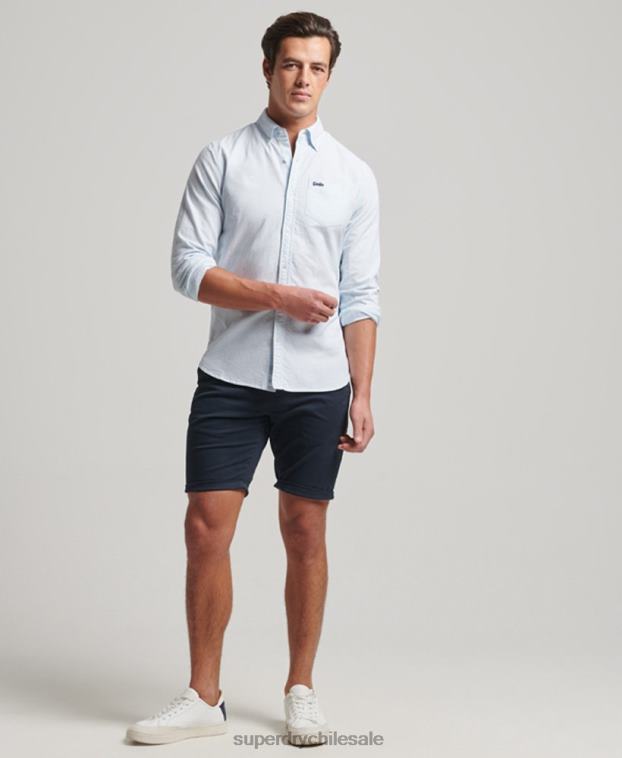 hombres Superdry azul claro camisa oxford lavada 2R68Z132