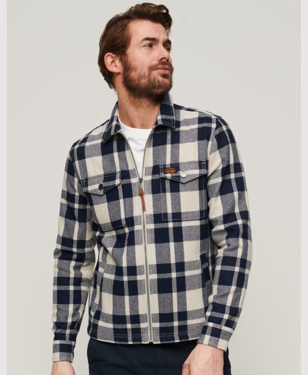 hombres Superdry azul claro sobrecamisa de lana con cremallera 2R68Z240