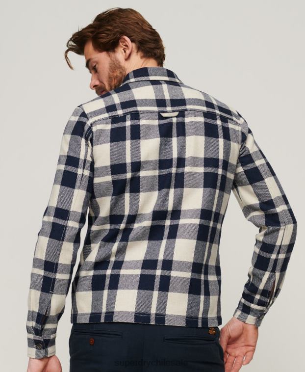 hombres Superdry azul claro sobrecamisa de lana con cremallera 2R68Z240