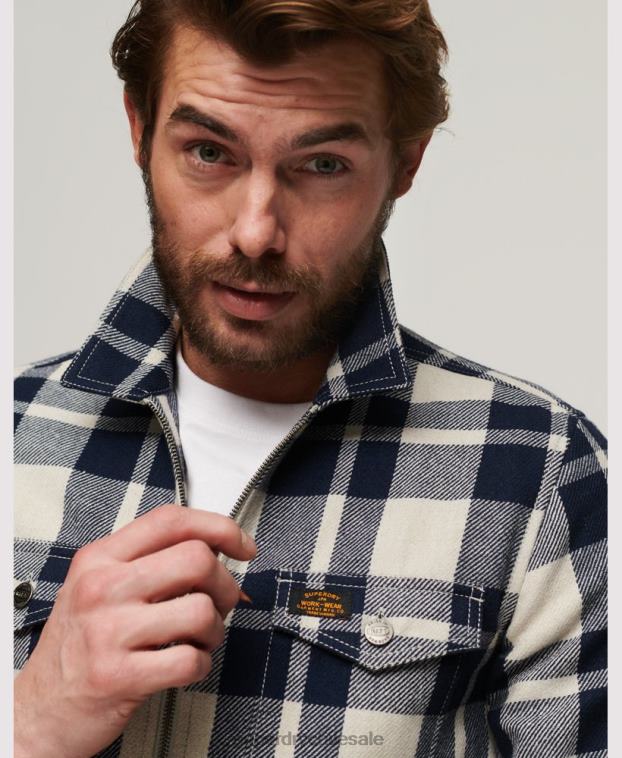 hombres Superdry azul claro sobrecamisa de lana con cremallera 2R68Z240