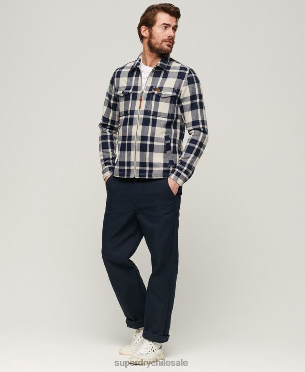 hombres Superdry azul claro sobrecamisa de lana con cremallera 2R68Z240