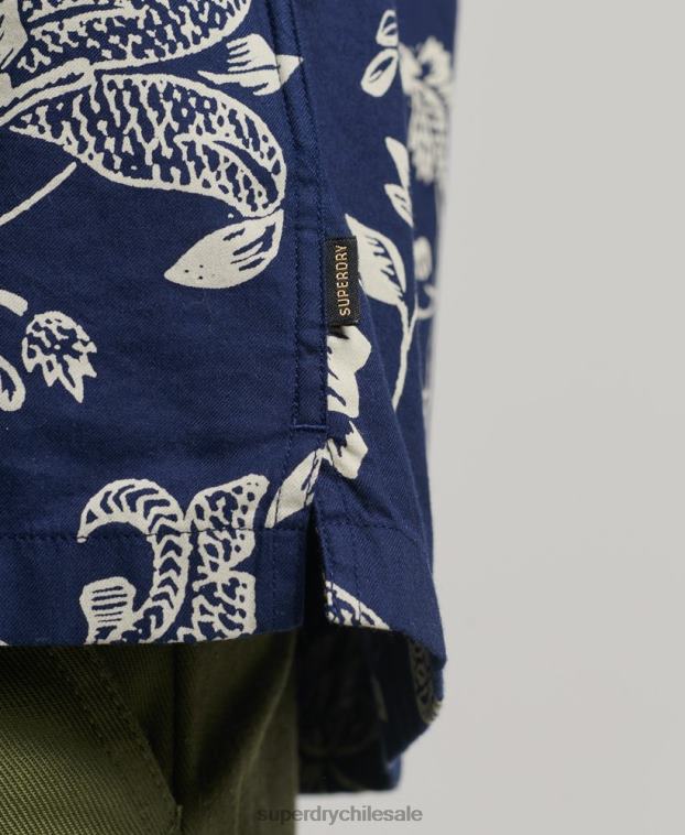 hombres Superdry azul oscuro camisa con cuello abierto 2R68Z29
