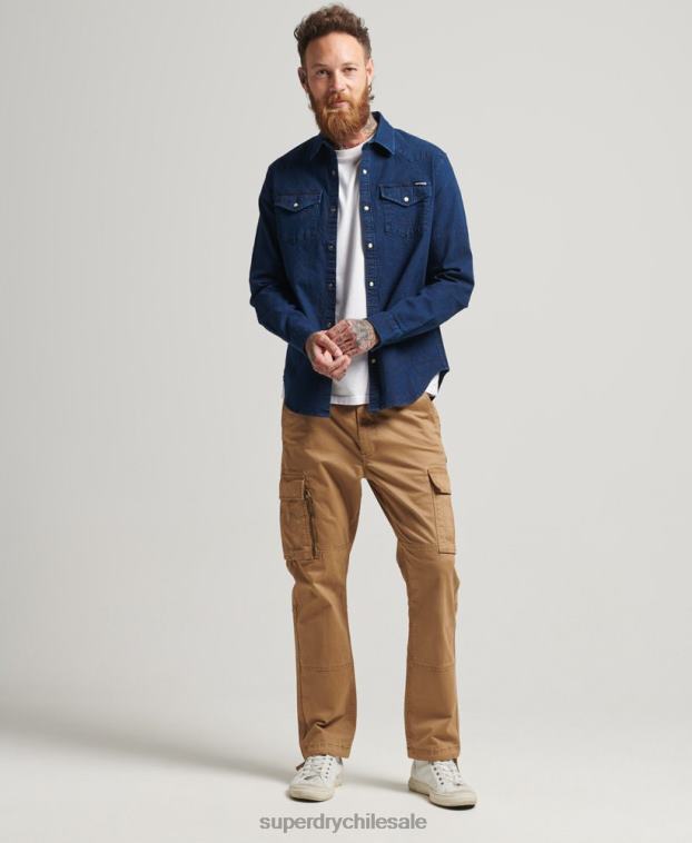 hombres Superdry azul oscuro camisas occidentales 2R68Z156