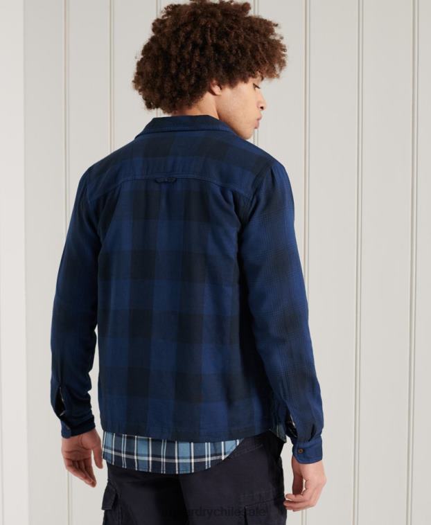 hombres Superdry azul sobrecamisa de franela 2R68Z237
