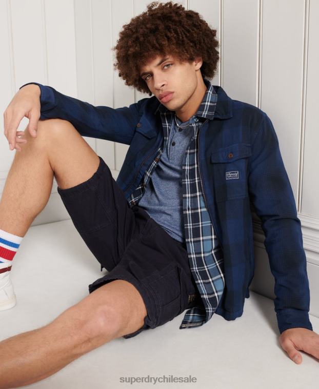 hombres Superdry azul sobrecamisa de franela 2R68Z237