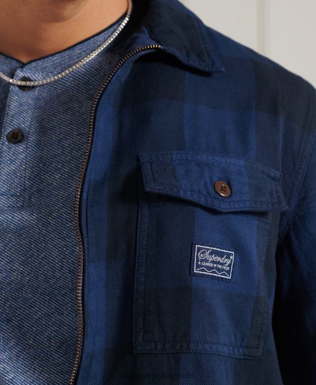 hombres Superdry azul sobrecamisa de franela 2R68Z237