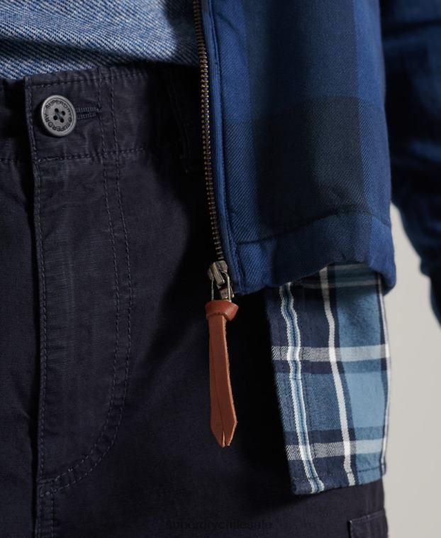 hombres Superdry azul sobrecamisa de franela 2R68Z237