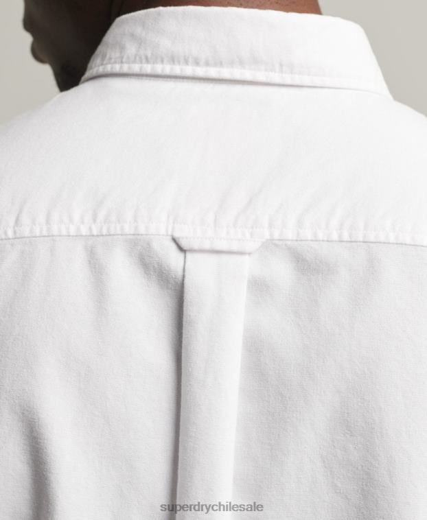 hombres Superdry blanco camisa de manga corta vintage oxford de algodón orgánico 2R68Z233