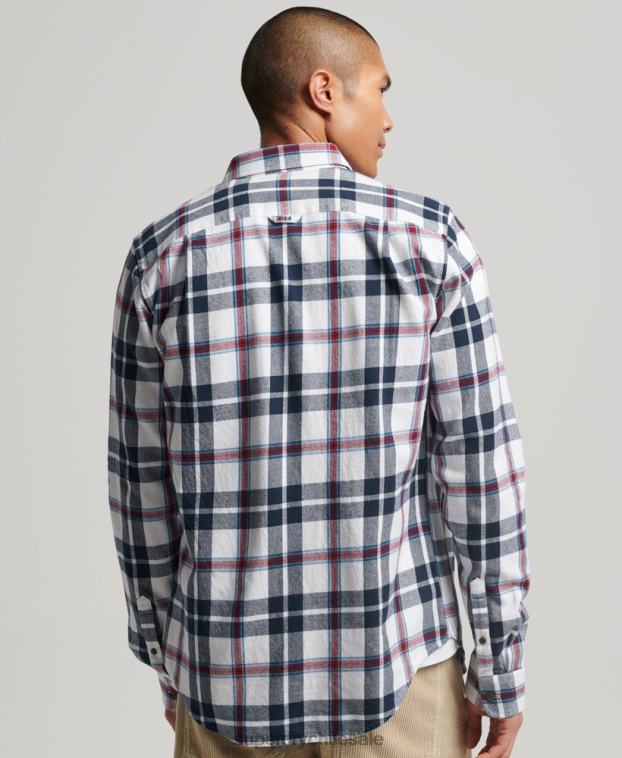 hombres Superdry blanco camisa estilo leñador vintage de algodón orgánico 2R68Z216