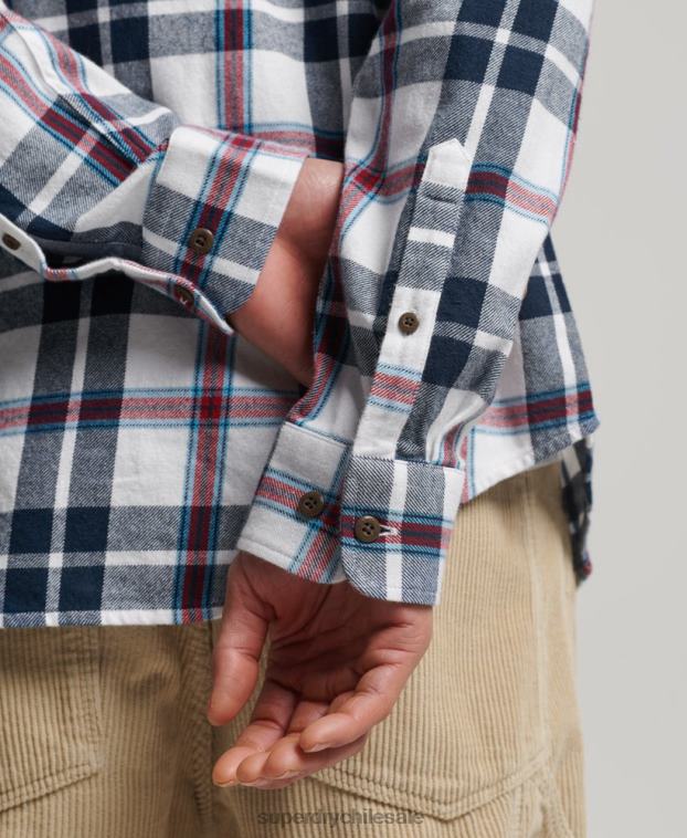 hombres Superdry blanco camisa estilo leñador vintage de algodón orgánico 2R68Z216