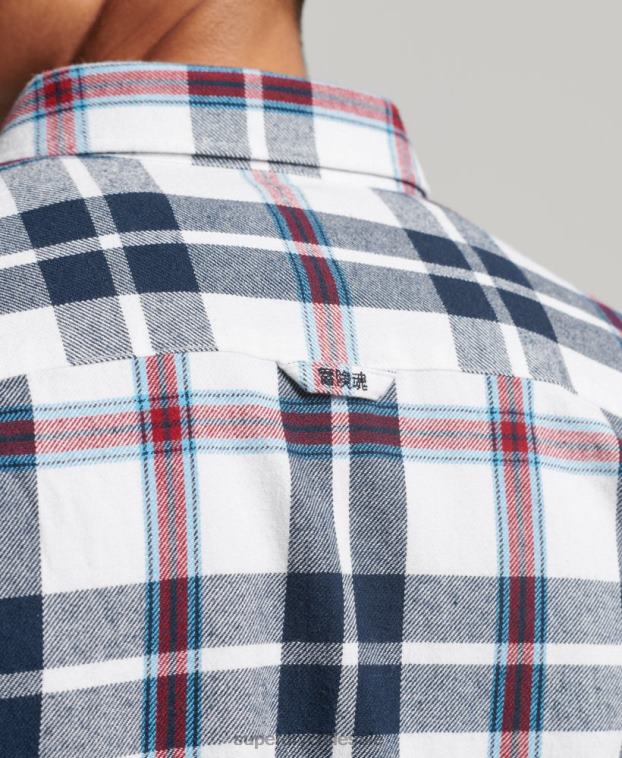 hombres Superdry blanco camisa estilo leñador vintage de algodón orgánico 2R68Z216
