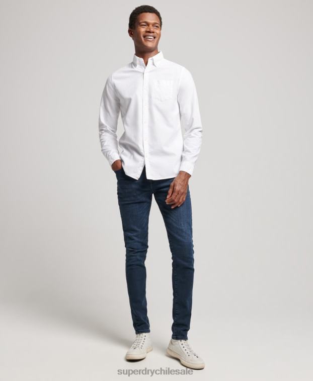 hombres Superdry blanco camisa oxford lavada 2R68Z157