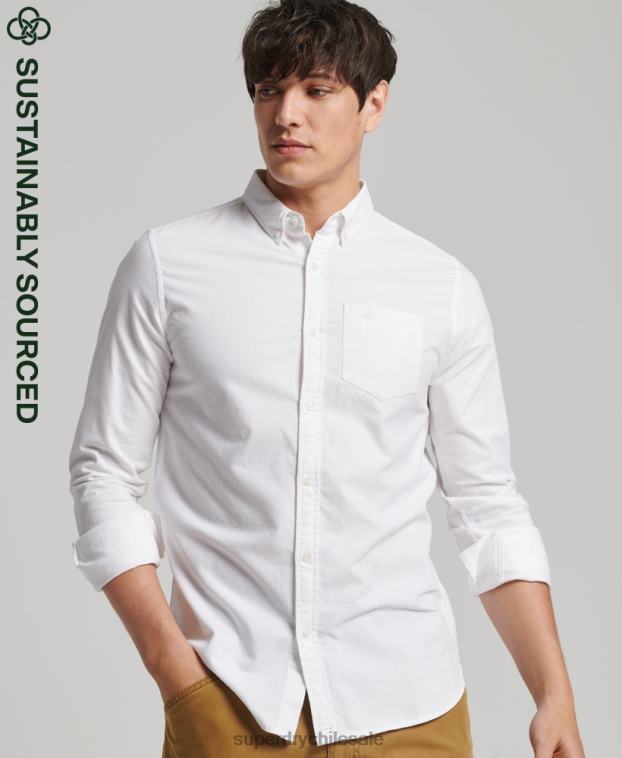 hombres Superdry blanco camisa oxford vintage de algodón orgánico 2R68Z212