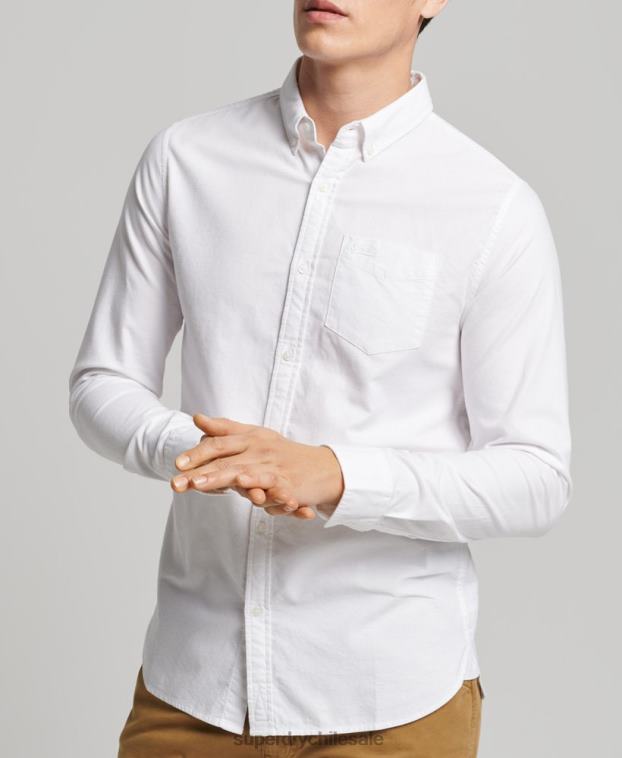 hombres Superdry blanco camisa oxford vintage de algodón orgánico 2R68Z212