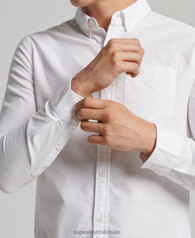 hombres Superdry blanco camisa oxford vintage de algodón orgánico 2R68Z212