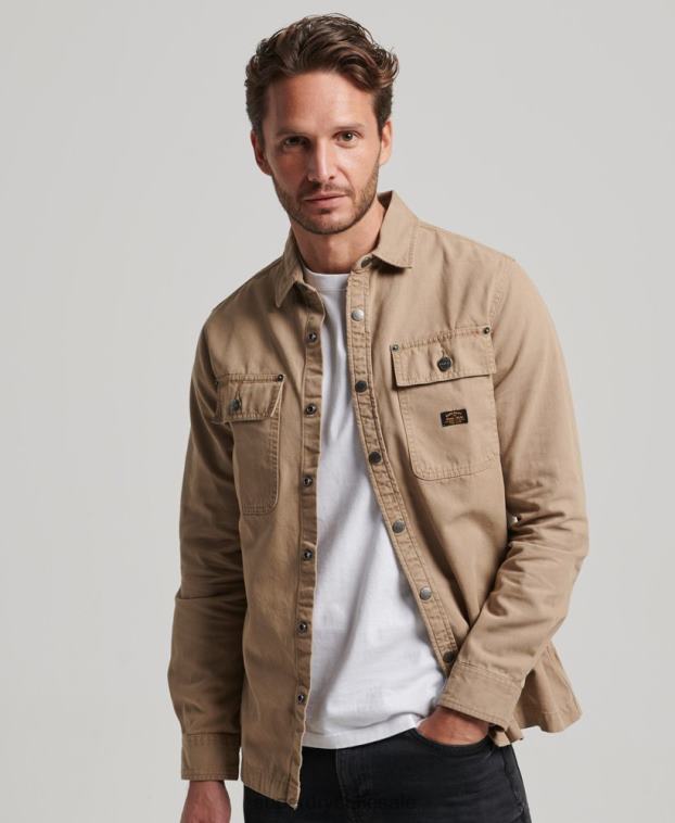 hombres Superdry broncearse sobrecamisa de lona 2R68Z140