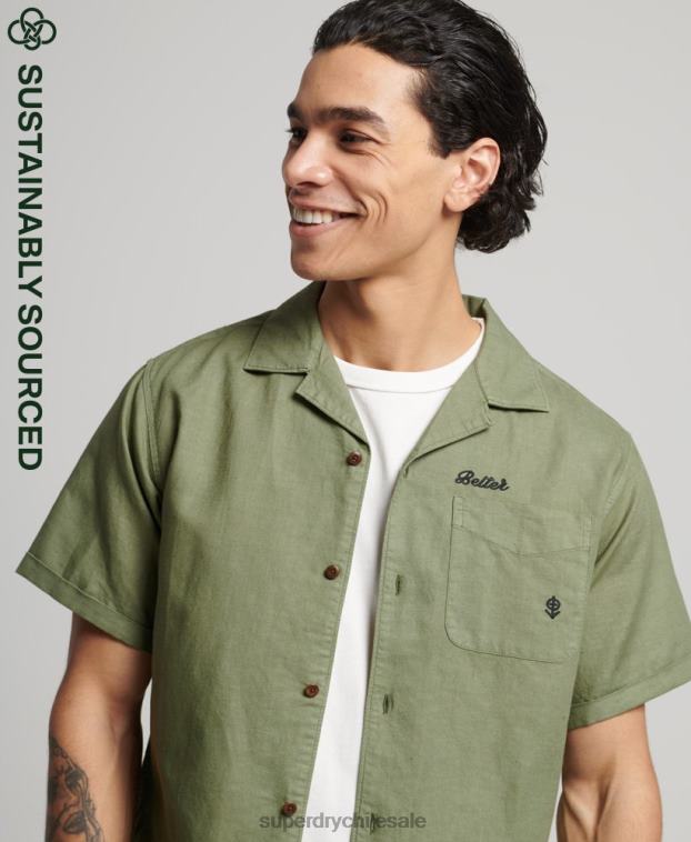 hombres Superdry caqui camisa de resort vintage 2R68Z189
