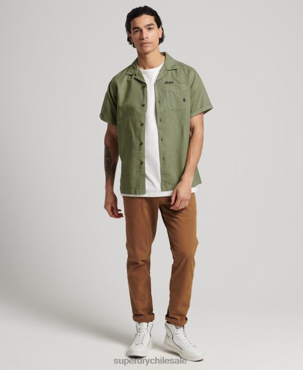 hombres Superdry caqui camisa de resort vintage 2R68Z189