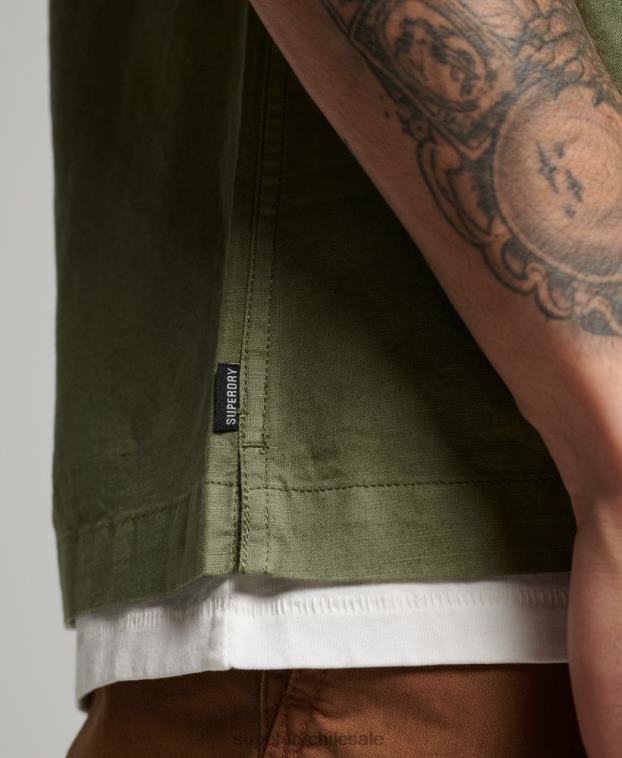 hombres Superdry caqui camisa de resort vintage 2R68Z189