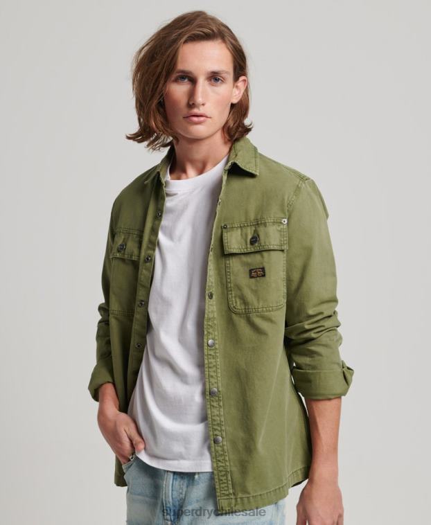 hombres Superdry caqui sobrecamisa de lona 2R68Z142