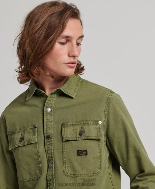 hombres Superdry caqui sobrecamisa de lona 2R68Z142