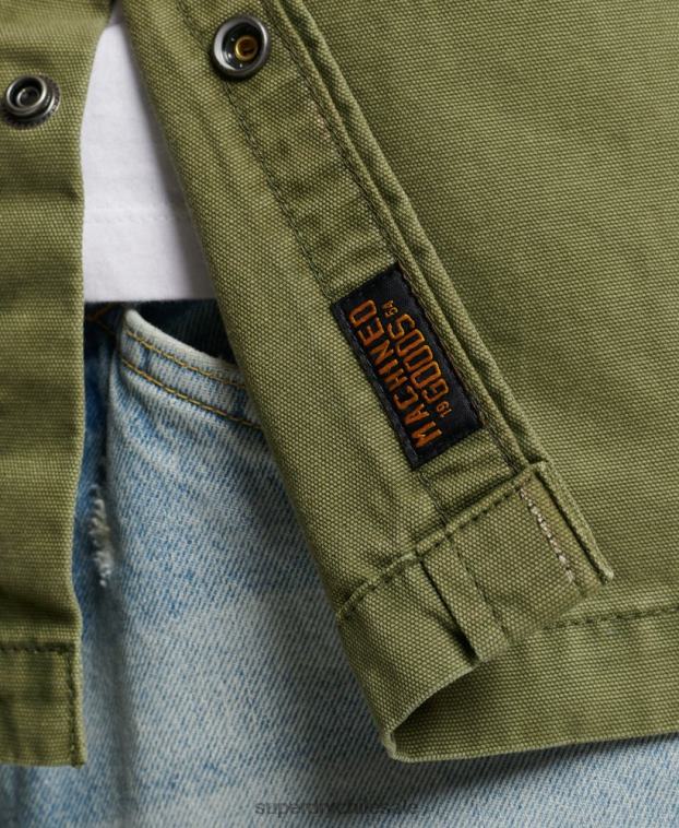 hombres Superdry caqui sobrecamisa de lona 2R68Z142