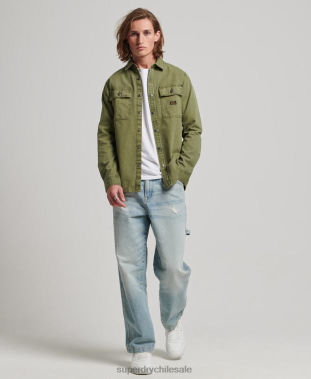 hombres Superdry caqui sobrecamisa de lona 2R68Z142
