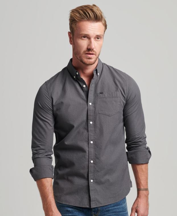 hombres Superdry gris camisa de algodón con microcuadros 2R68Z211