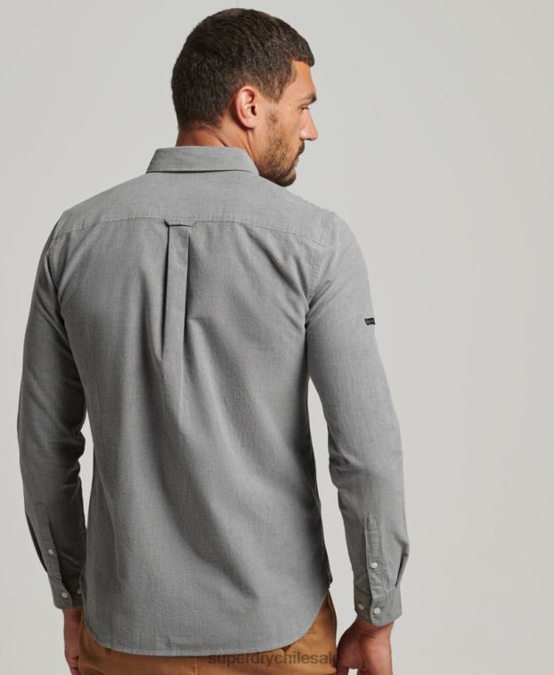 hombres Superdry gris camisa oxford uni algodón orgánico 2R68Z6504