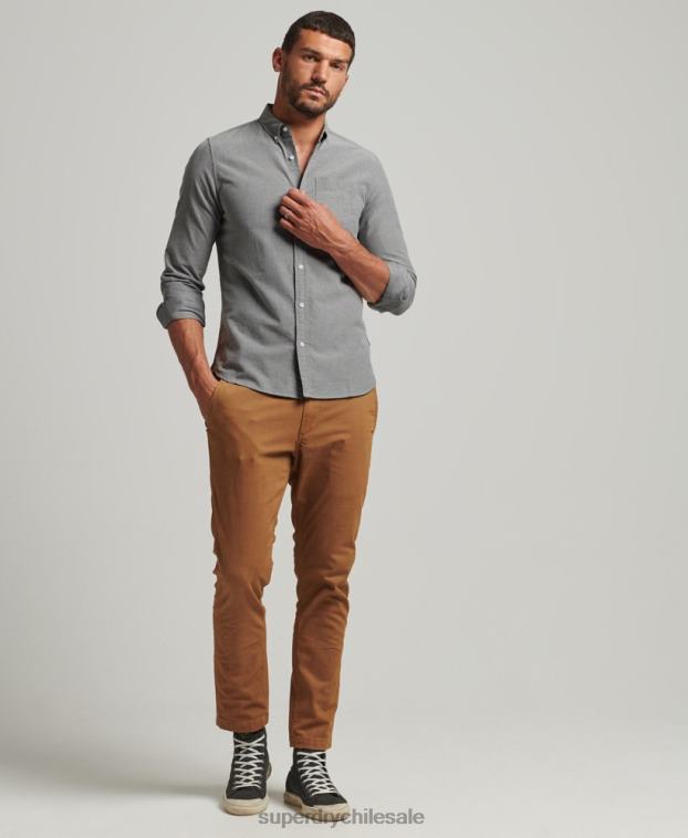 hombres Superdry gris camisa oxford uni algodón orgánico 2R68Z6504