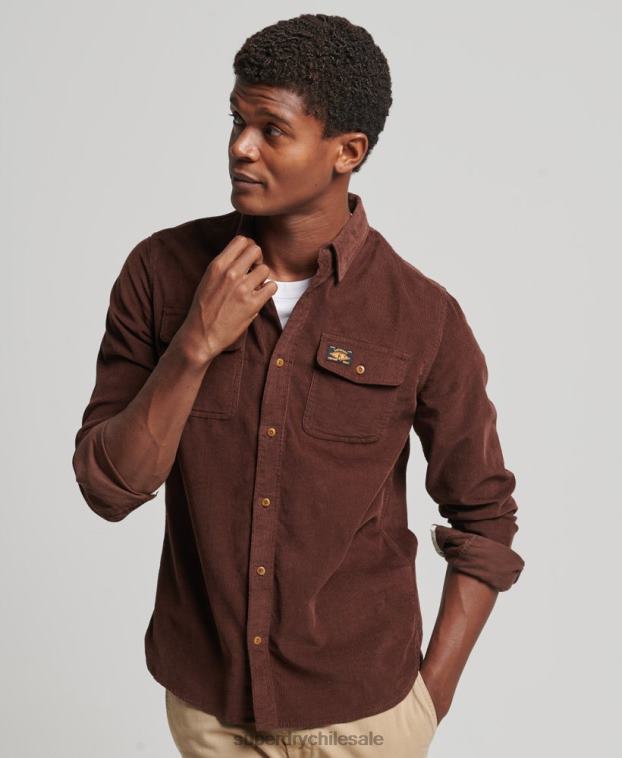 hombres Superdry marrón camisa de pana trailsman 2R68Z224