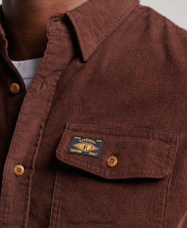 hombres Superdry marrón camisa de pana trailsman 2R68Z224