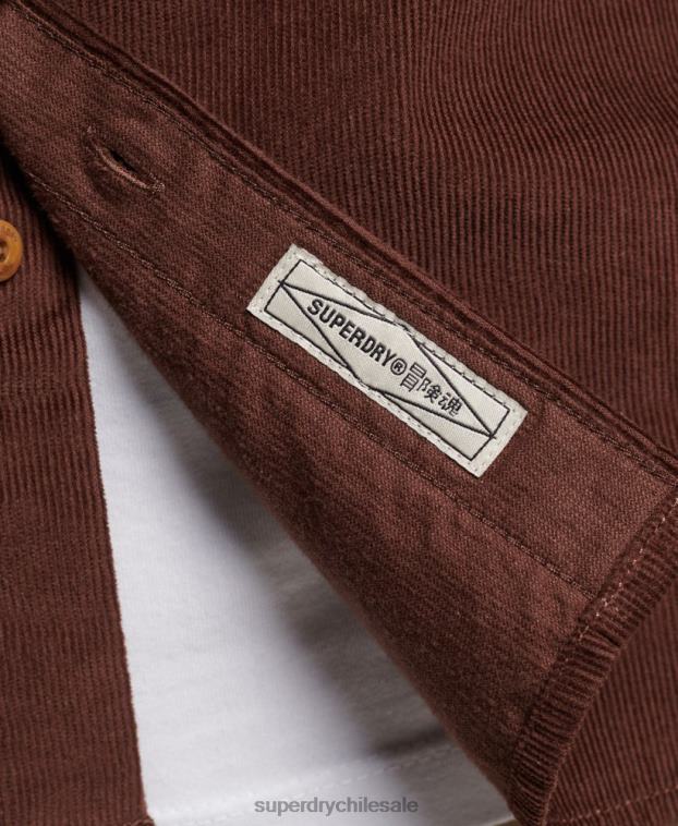 hombres Superdry marrón camisa de pana trailsman 2R68Z224