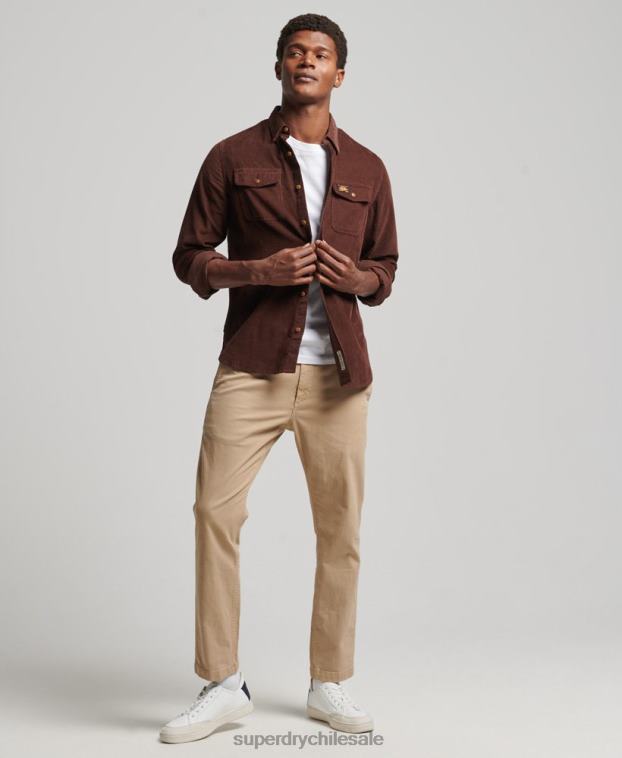 hombres Superdry marrón camisa de pana trailsman 2R68Z224