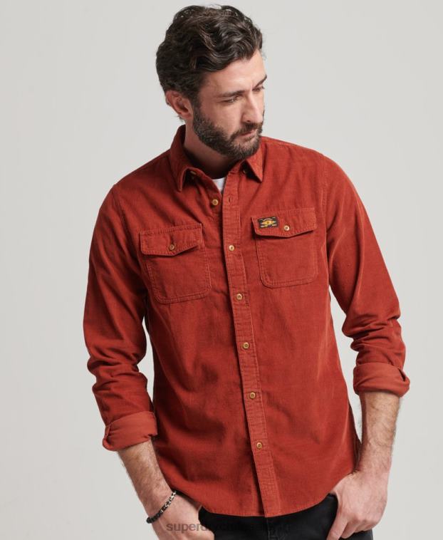 hombres Superdry marrón camisa de pana trailsman 2R68Z228