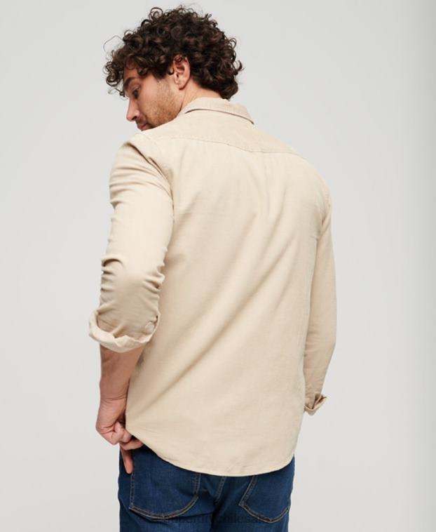 hombres Superdry marrón camisa vaquera de pana vintage 2R68Z82