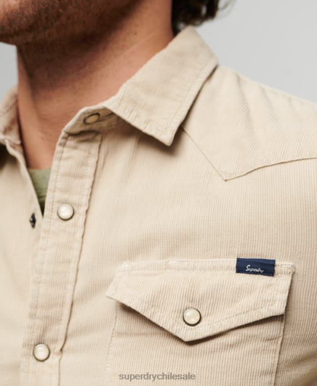 hombres Superdry marrón camisa vaquera de pana vintage 2R68Z82