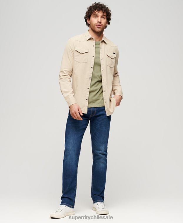 hombres Superdry marrón camisa vaquera de pana vintage 2R68Z82
