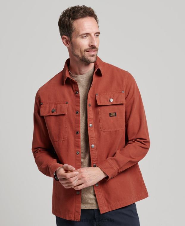 hombres Superdry marrón sobrecamisa de lona 2R68Z141