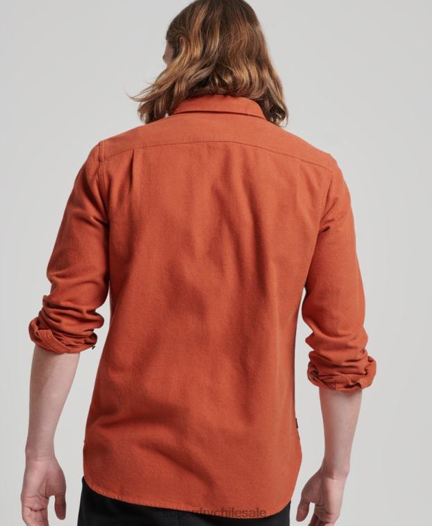hombres Superdry naranja camisa de franela trailsman de algodón orgánico 2R68Z158