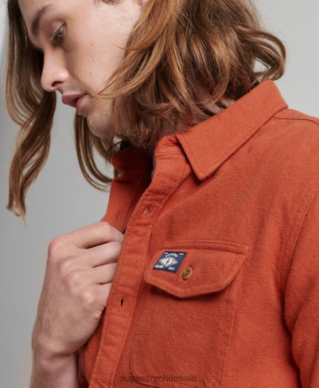 hombres Superdry naranja camisa de franela trailsman de algodón orgánico 2R68Z158