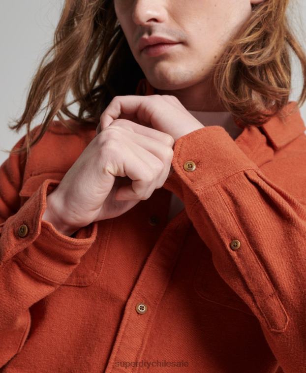 hombres Superdry naranja camisa de franela trailsman de algodón orgánico 2R68Z158